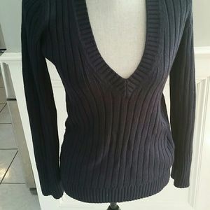 Navy Blue Ribbed Gap Sweater
