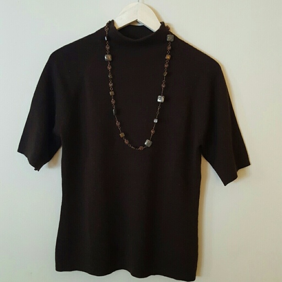 Ann Taylor Loft Brown short sleeve knit top - Picture 2 of 4