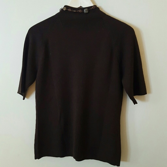 Ann Taylor Loft Brown short sleeve knit top - Picture 3 of 4