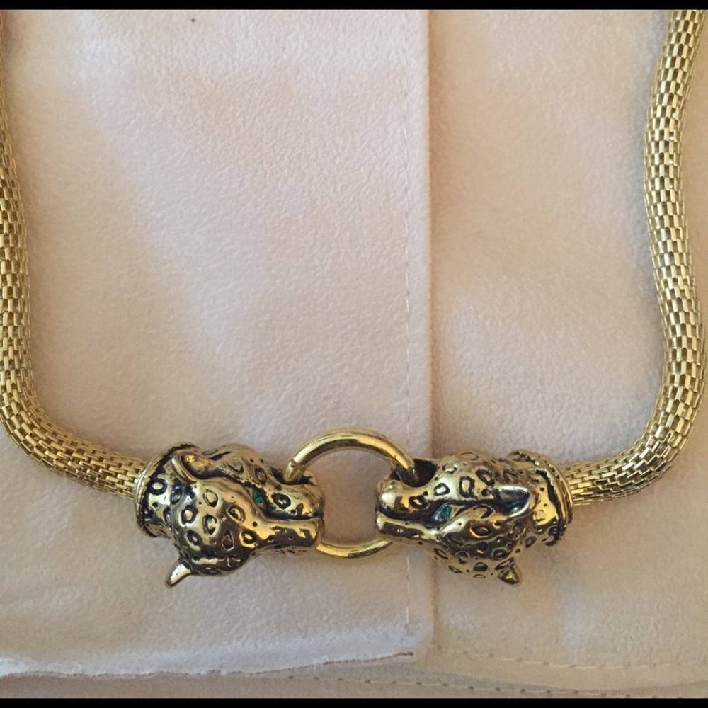 Leopard detail gold necklace