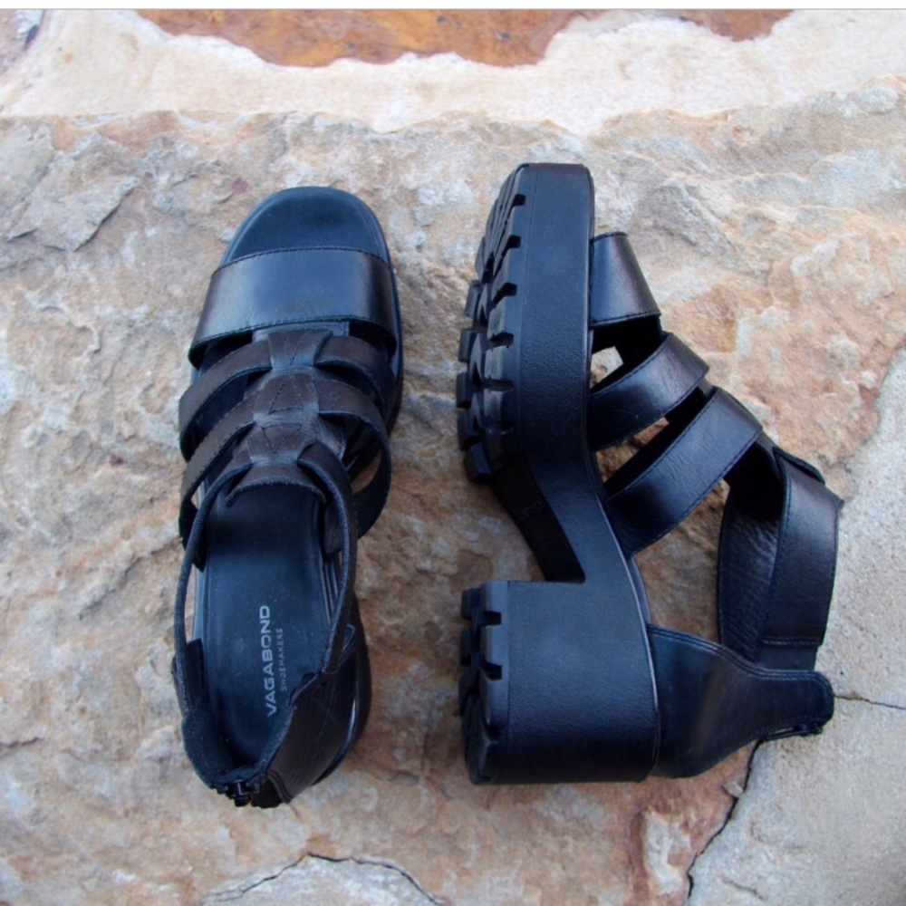 Black Vagabond Dioon Platform Gladiator Open Toe