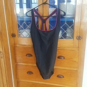 Black and pink racer back Speedo one piece