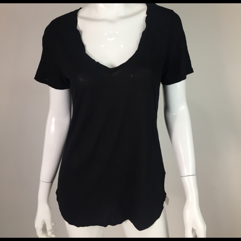 PAIGE Denim Women's Black Cotton V-Neck T-Shirt L