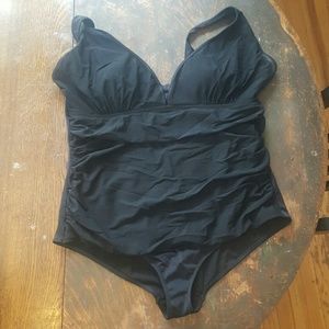 ASOS black Ruched swim suit NWOT