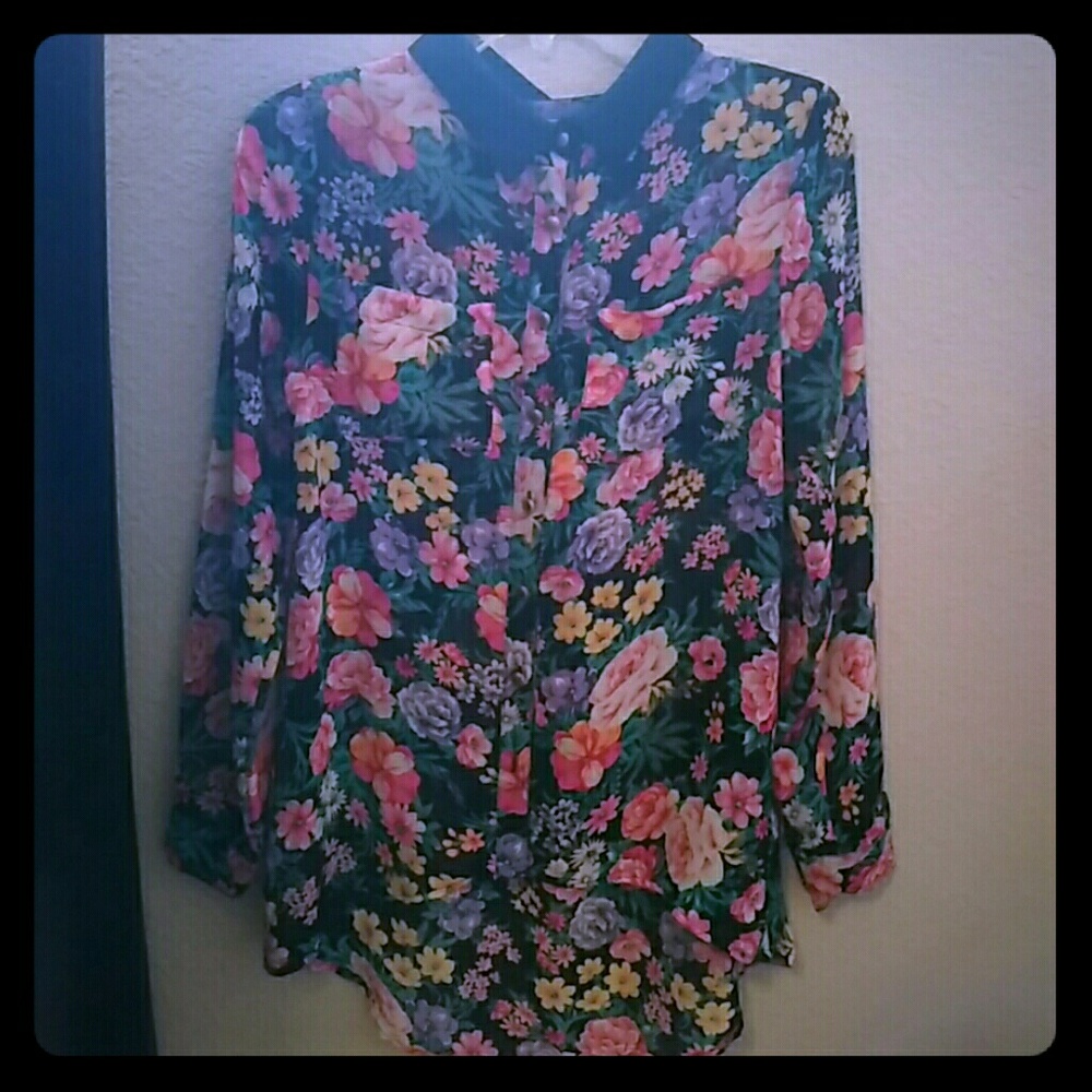 Long Sleeve Floral Button-Up