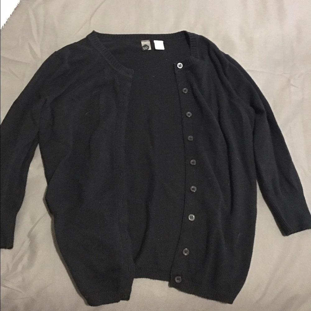 Half sleeve black button up sweater size Medium