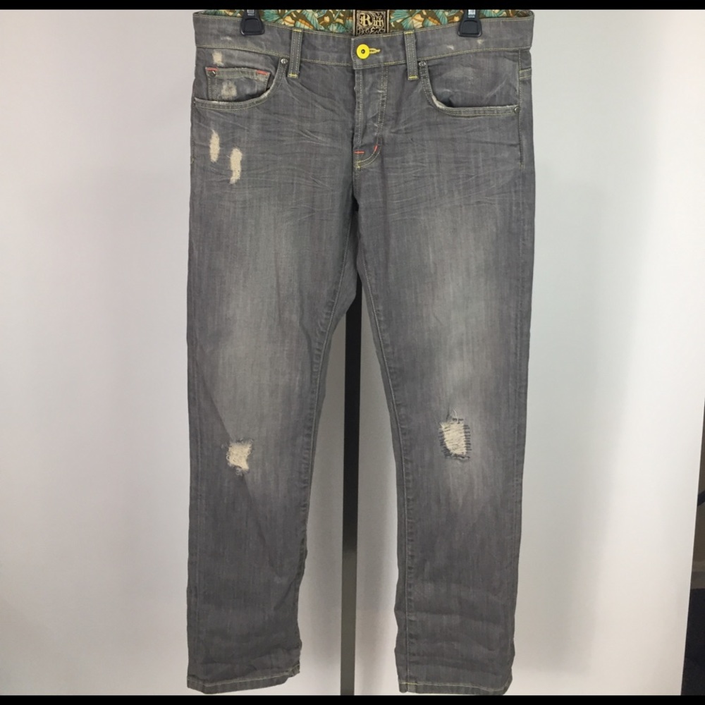 Rich & Skinny Gray Distressed Jeans Size 28