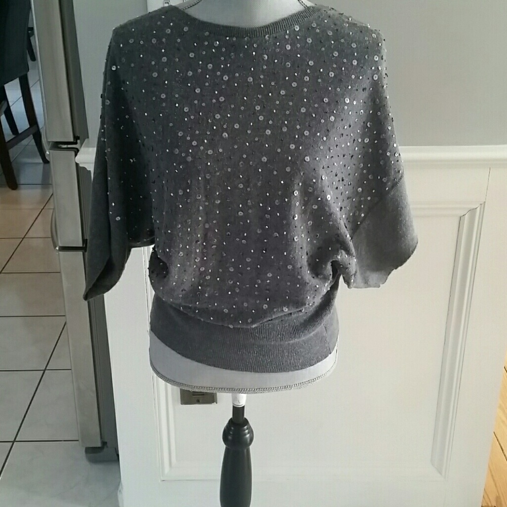 Charter club Heather chsrcoal Sequined sweater