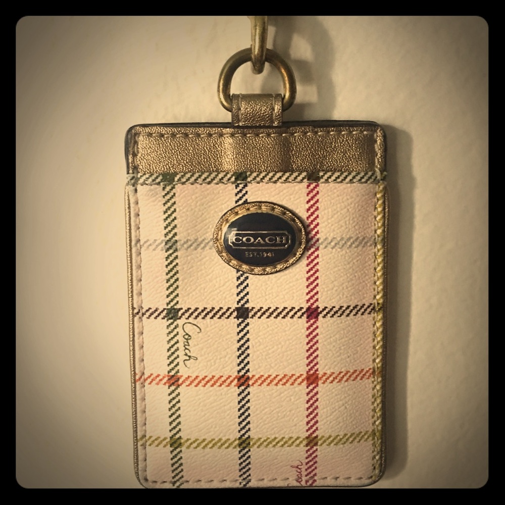 Authentic Coach gold lanyard w/ cardholder