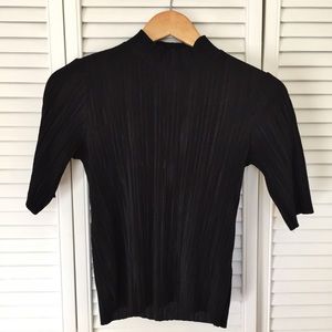Zara black top - crew neck/mid sleeve/ribbed