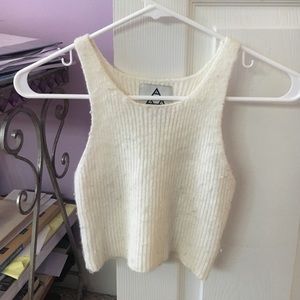 Urban Outfitters White fuzzy Crop Top Small
