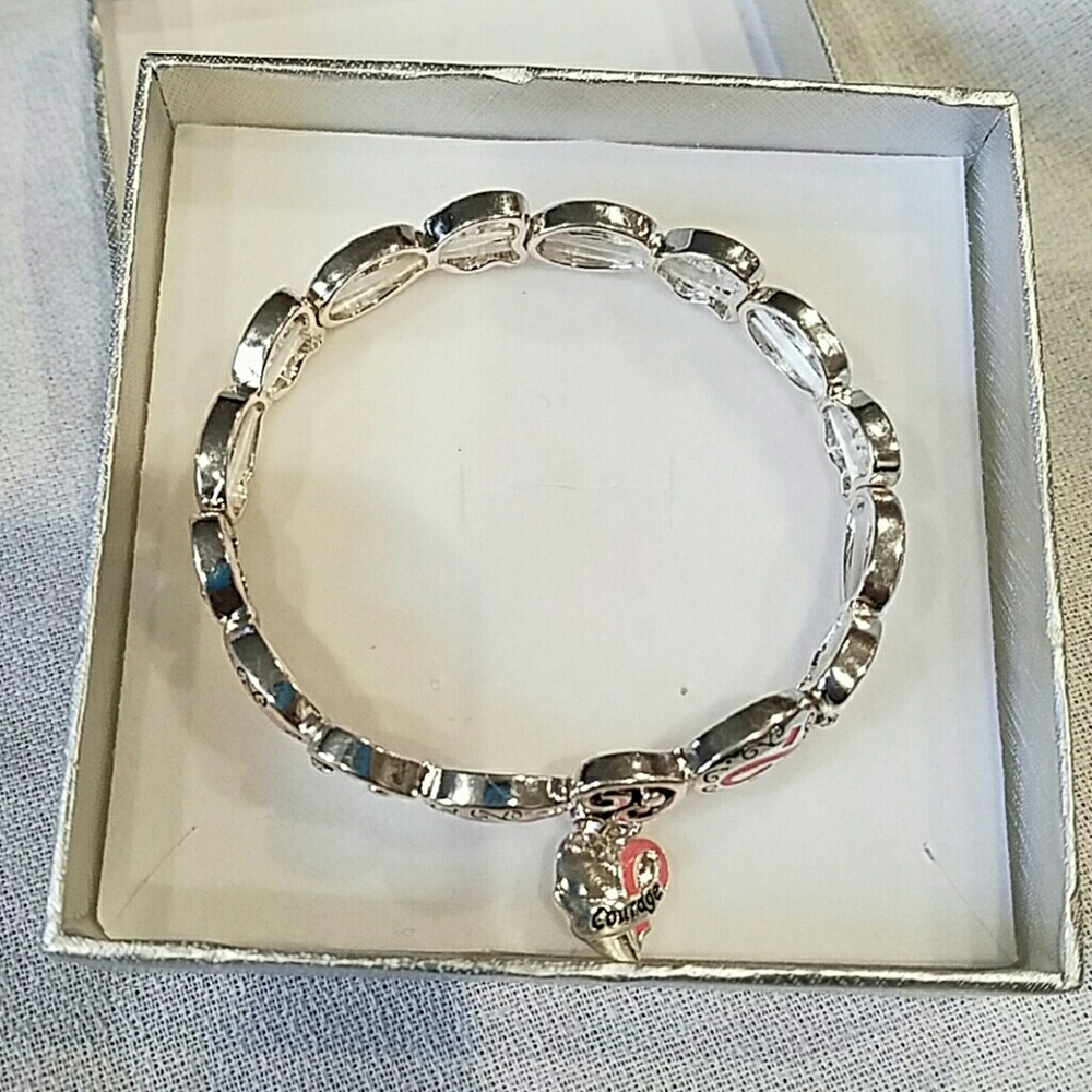 Courage inspirational bracelet breast cancer aware