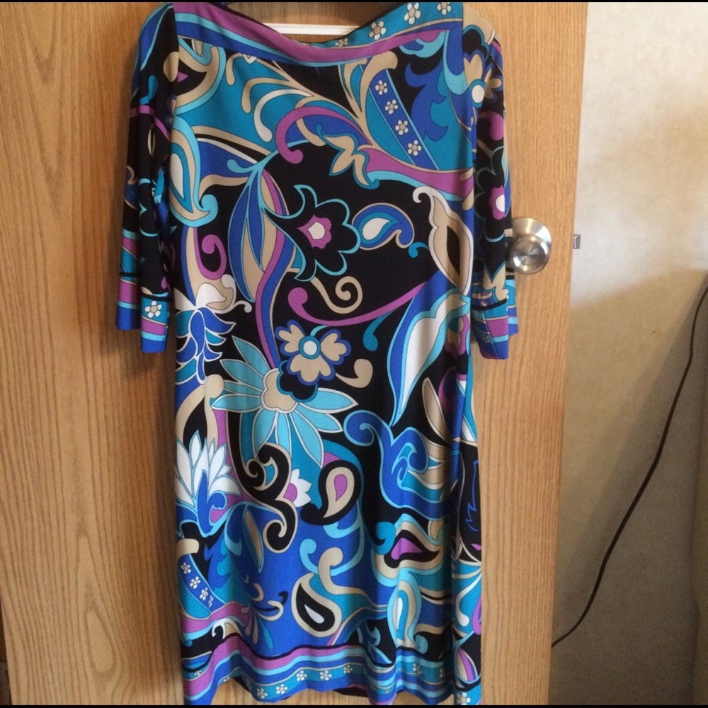 Cache mid thigh elbow length sleeve tunic dress