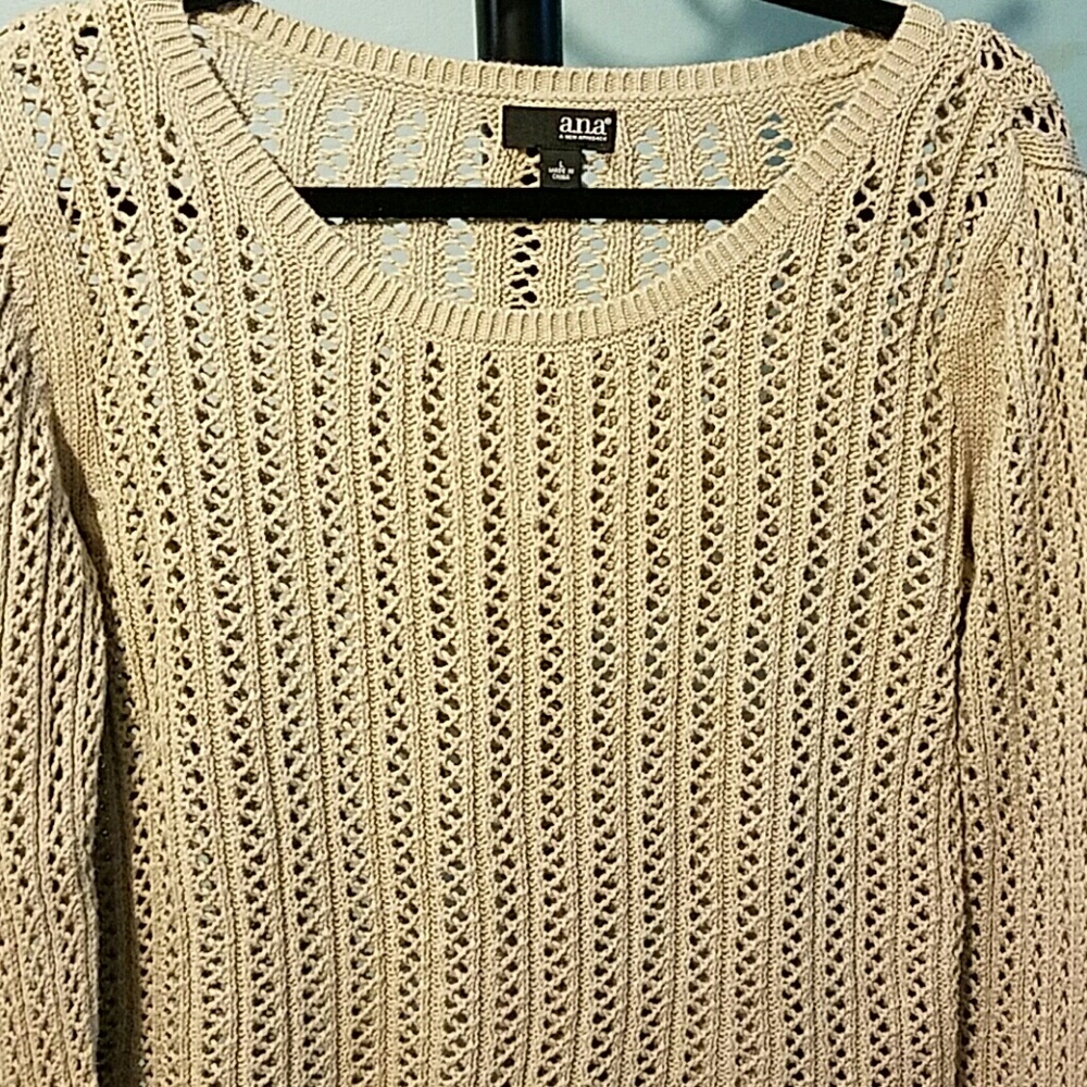 Tan eyelet sweater size L