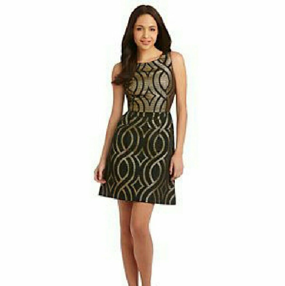 New Antonio Melani Emilee Dress Black & Gold