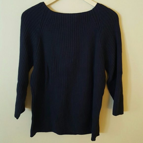 Navy blue sweater with 3/4 length sleeves - Picture 3 of 4