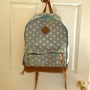 blue polka dot backpack