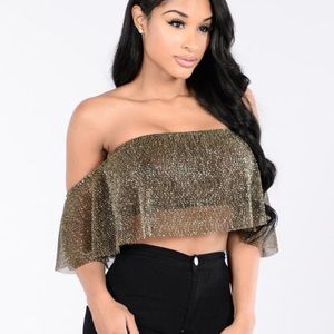NWOT black and gold crop top
