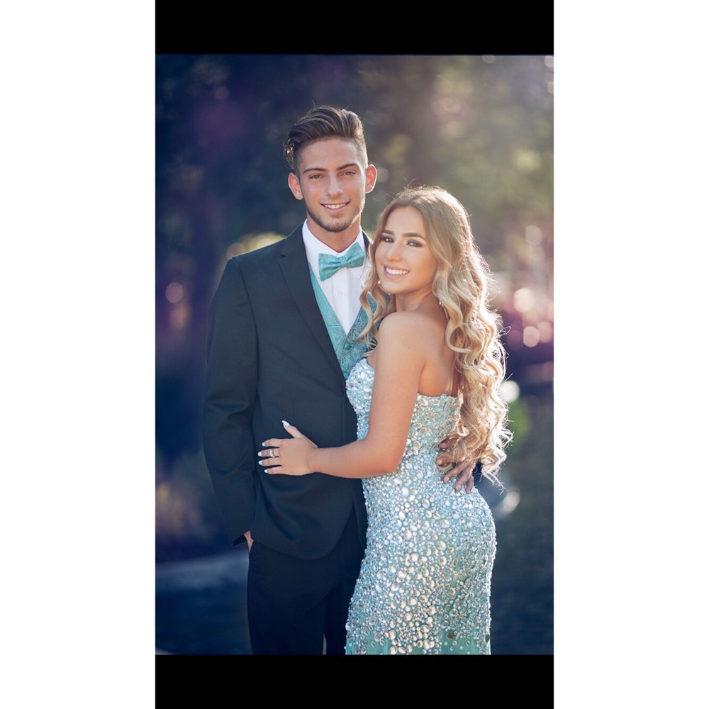 Jovani Aqua Crystal Prom Dress