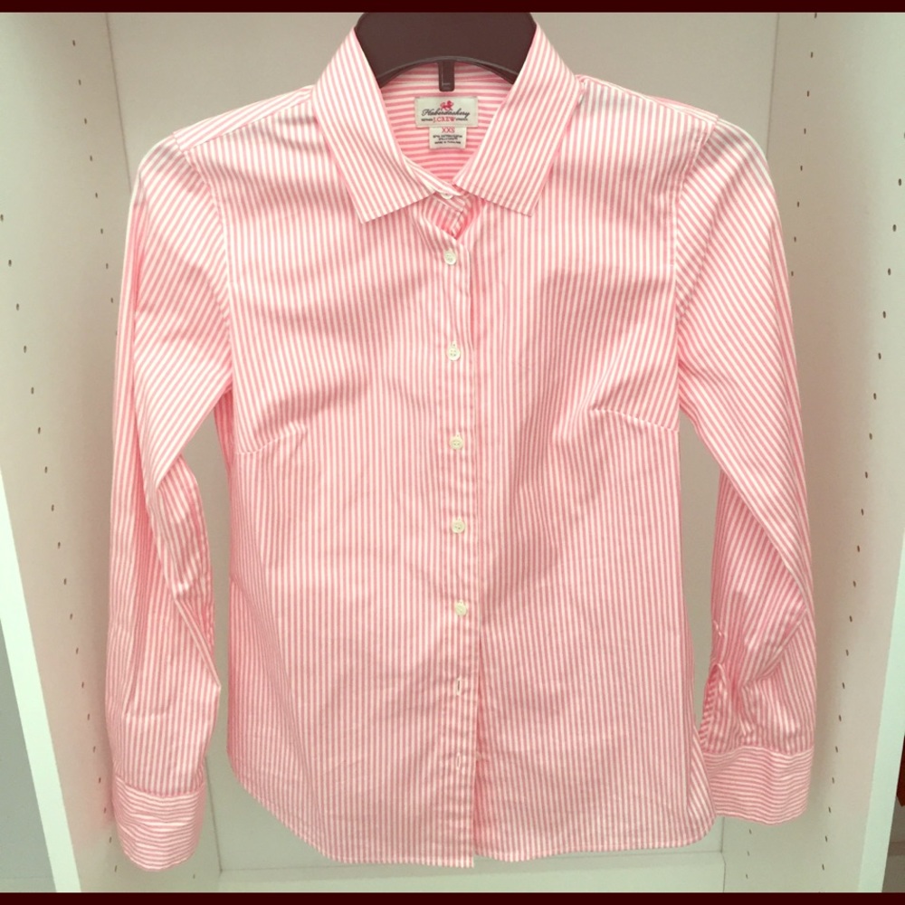 JCREW Pink Striped Oxford Shirt