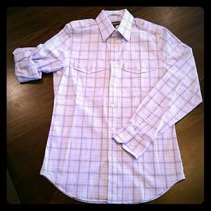 Express Men's fitted military detail dress shirt