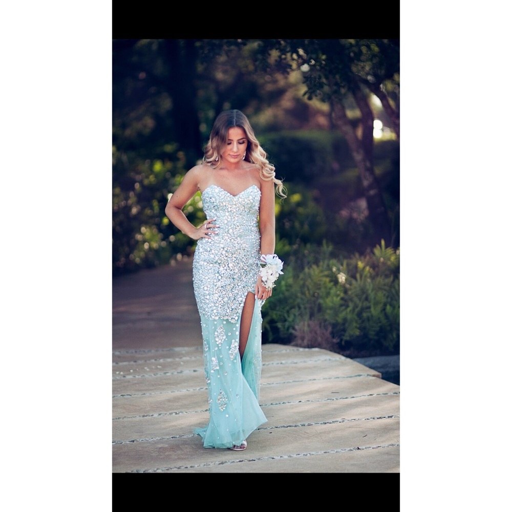 Jovani Aqua Crystal Prom Dress