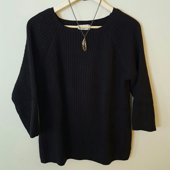 Black three-quarter-length sleeve sweater - Picture 2 of 4