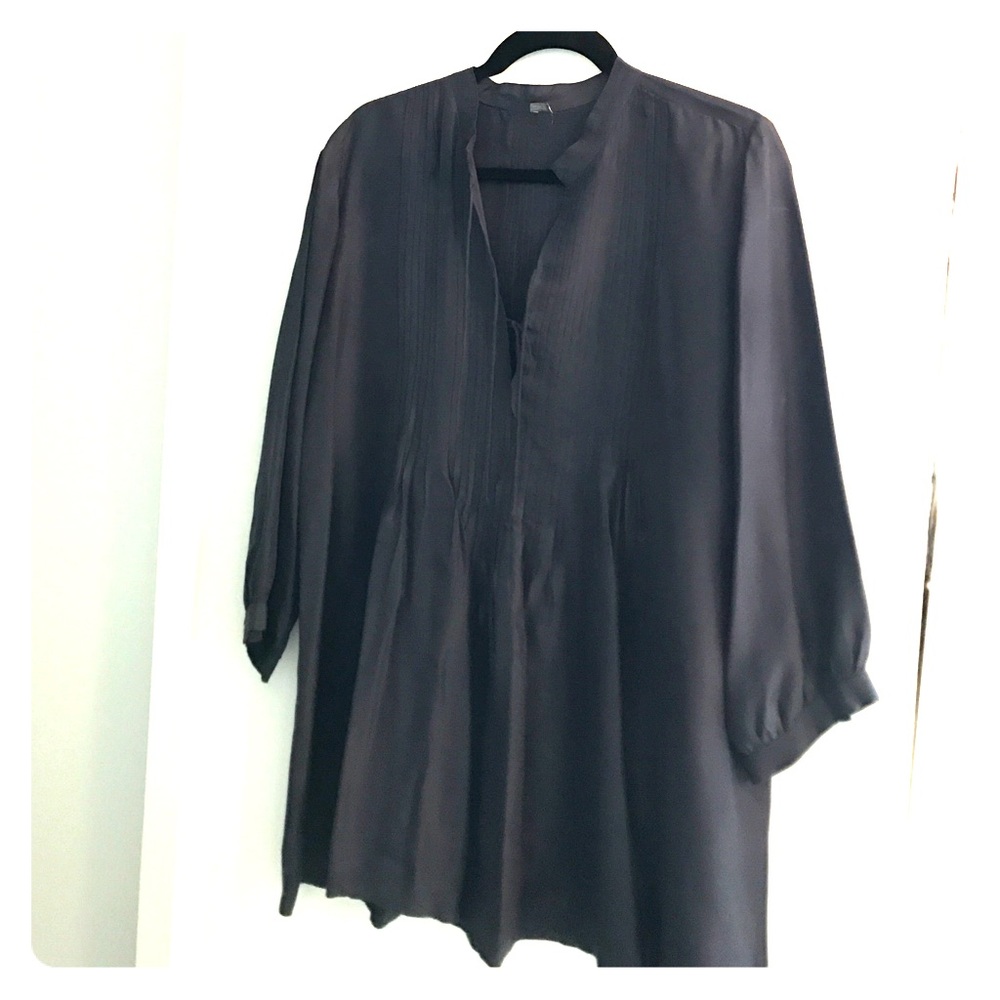 Silk pleated tunic blouse