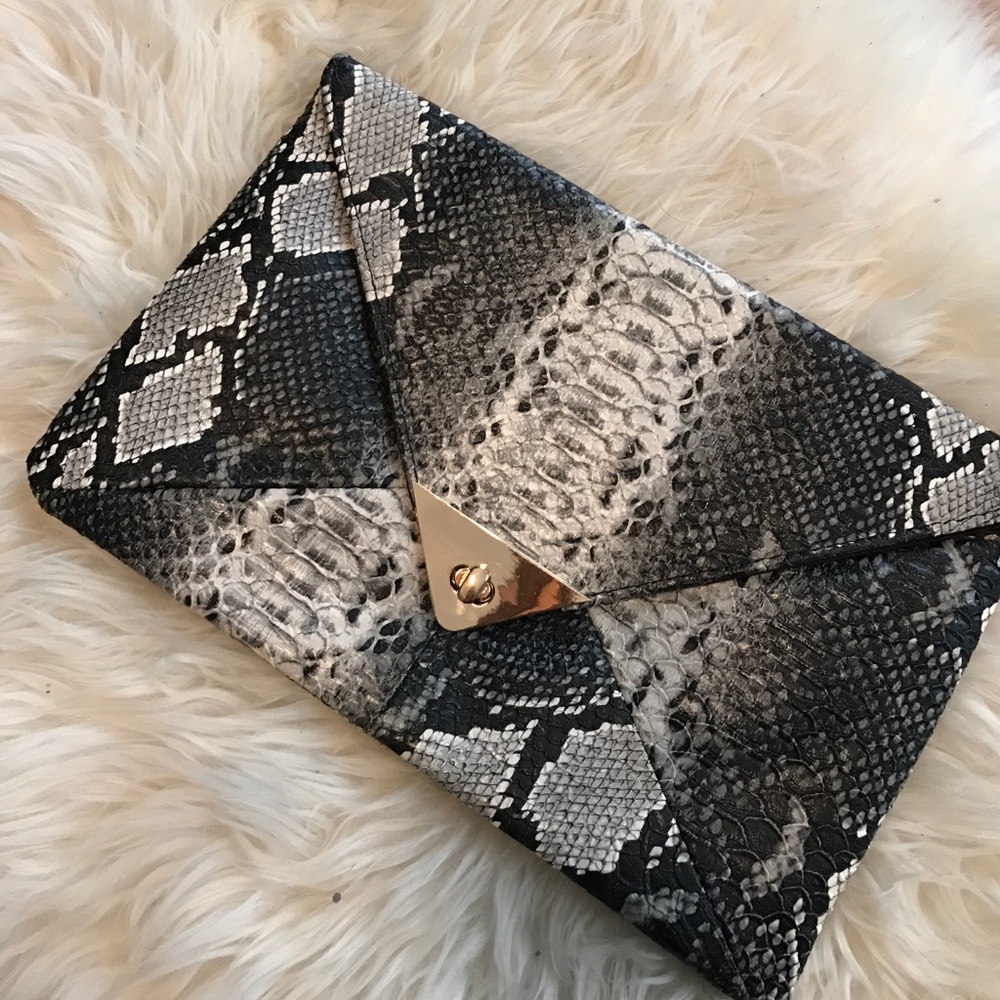 Faux Snake Skin Oversized Clutch