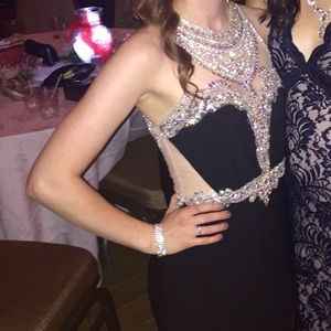 Size 0 black prom dress, altered.