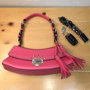 Double Tasseled Faux Leather Pink Bag