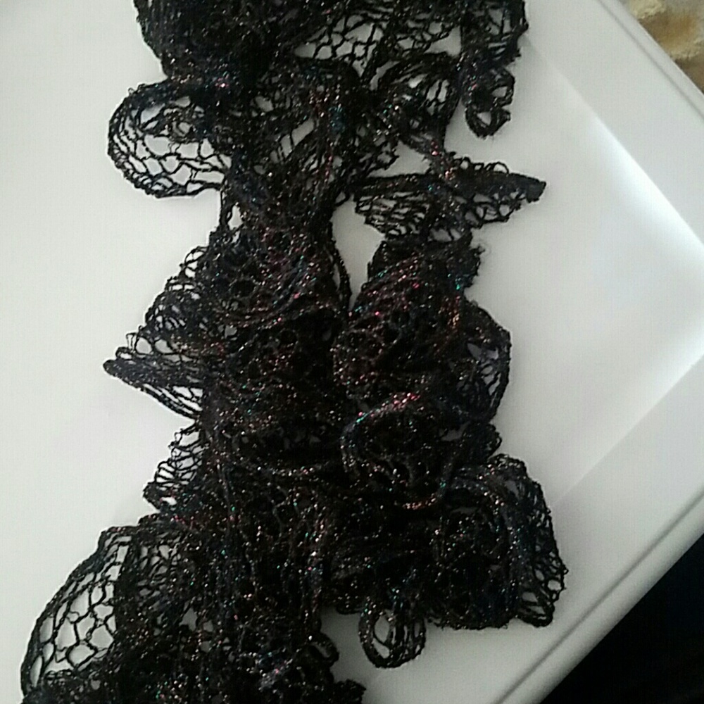 Black sparkly lace scarve