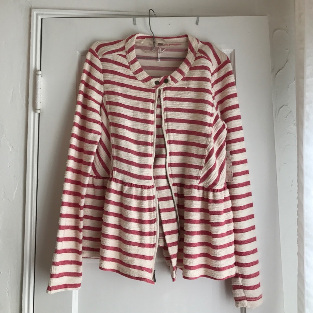Free People Striped Zipup