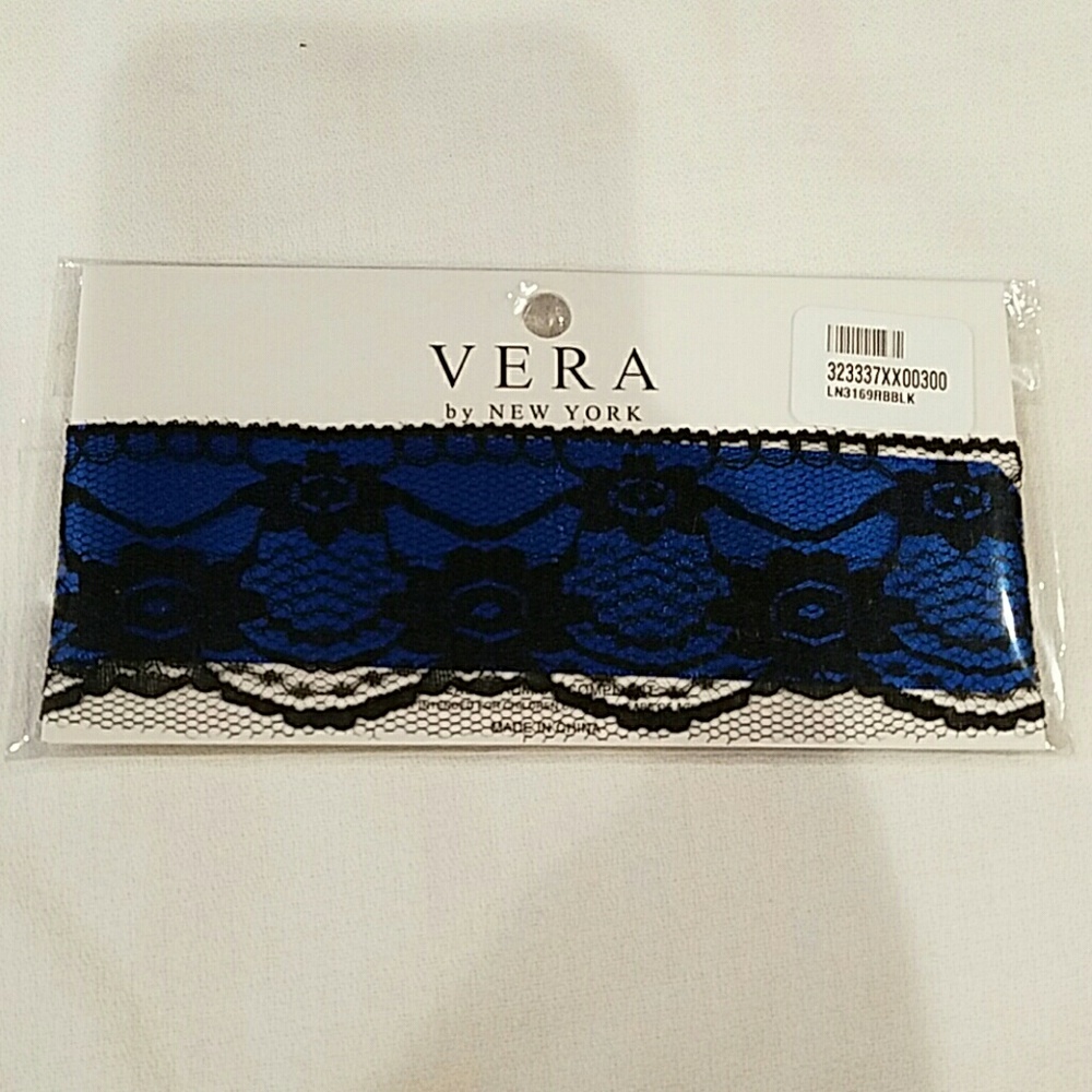 Royal blue and black lace choker
