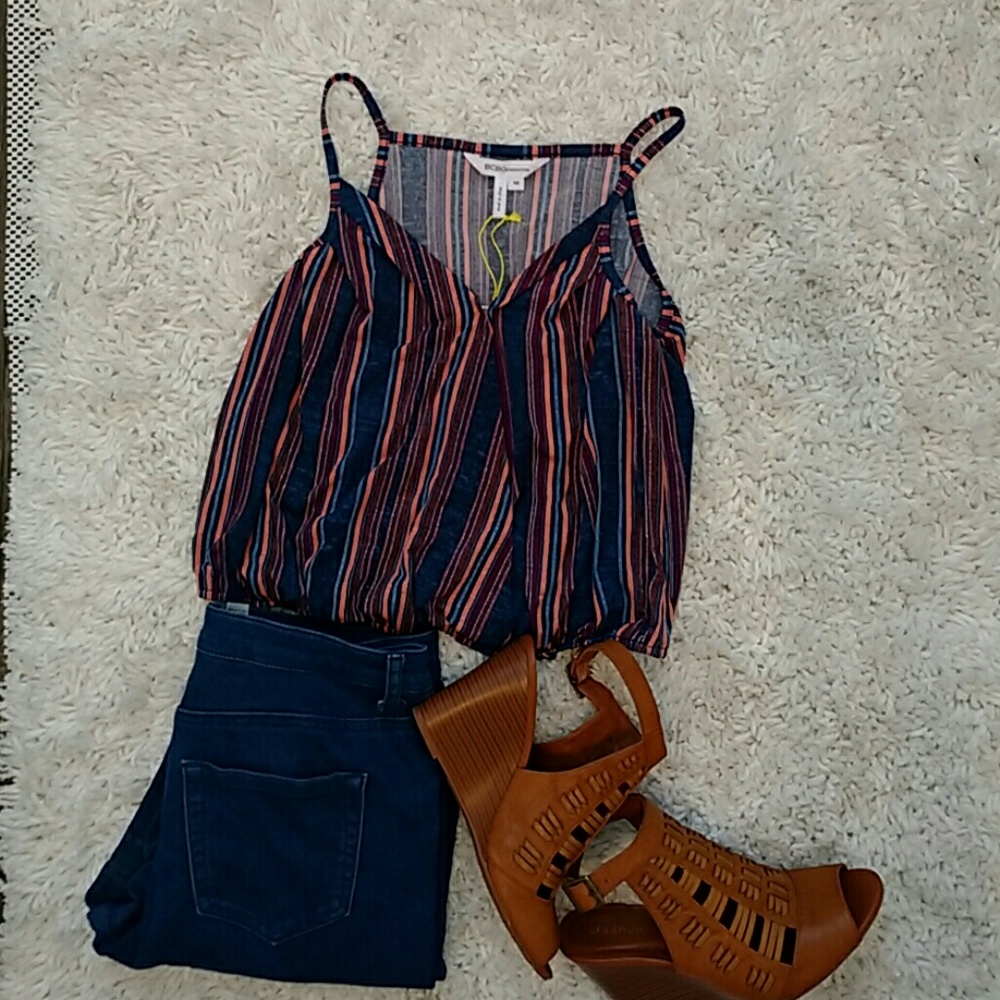 BCBGeneration Multi-Colored Spaghetti Strap Tank