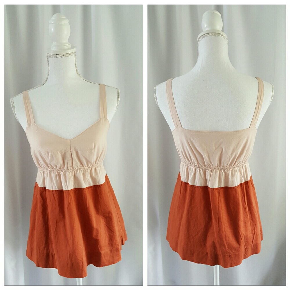 J. CREW Pink & Orange Color Block Tank Top
