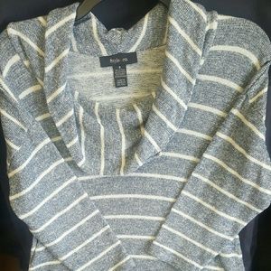 Blue and white striped cowl neck sweater Small