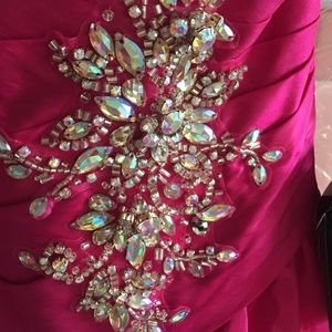 Raspberry taffeta and Crystal prom/pageant dress