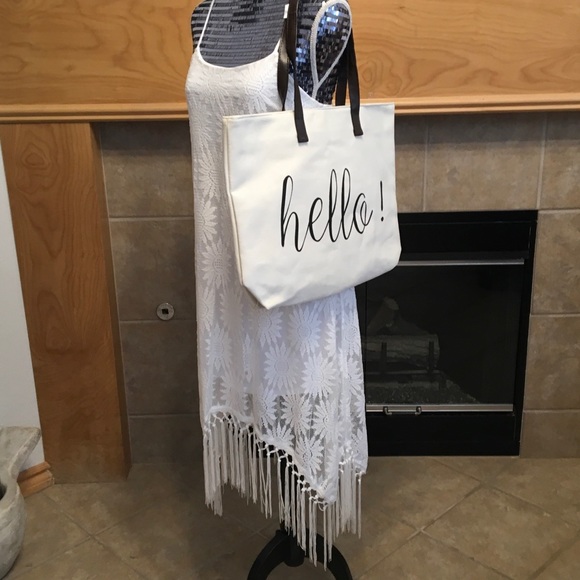 CUTE HELLO TOTE SET CREAM AND DARK BROEM-CANVAS - Picture 2 of 4