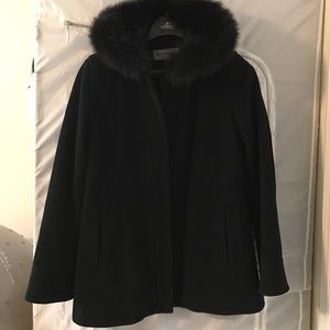 Fox fur hooded coat