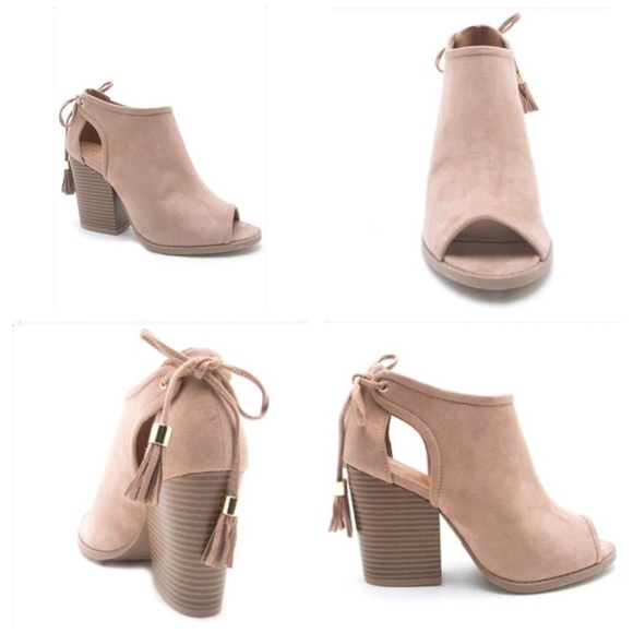 Boho Taupe Peep Toe Tassel Bootie 5.5-10 - Picture 2 of 2