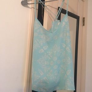 Turquoise hollister silk tank/crop top