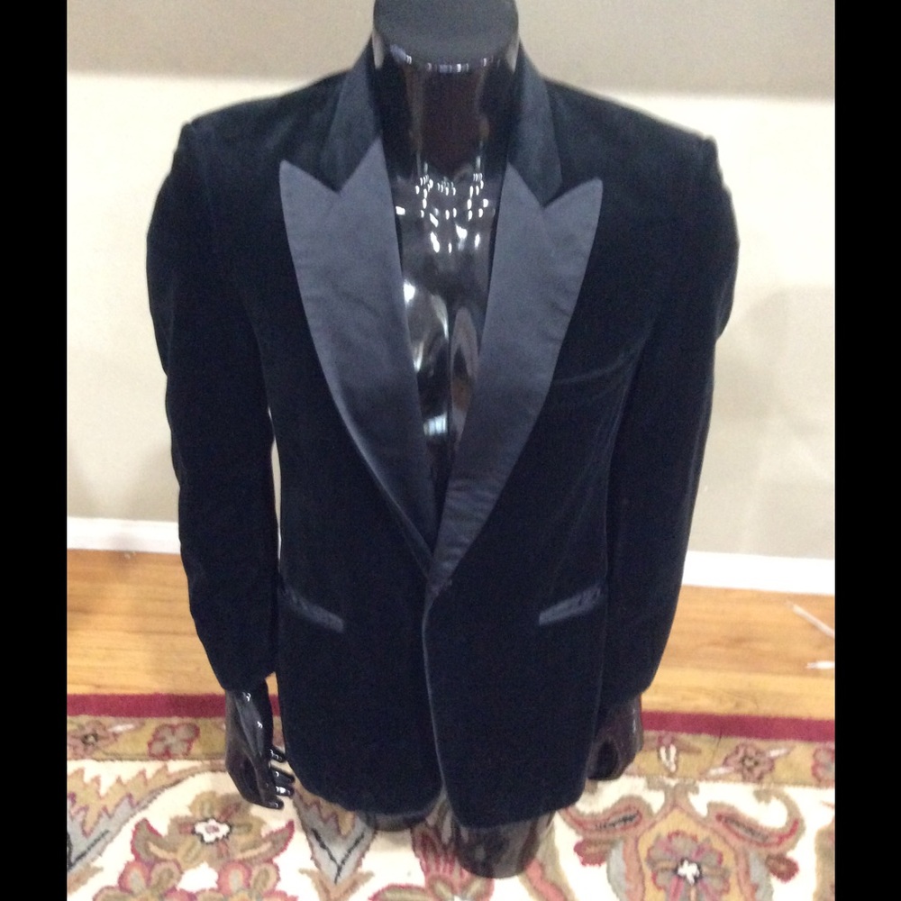 Vintage Lord West black velvet tuxedo jacket