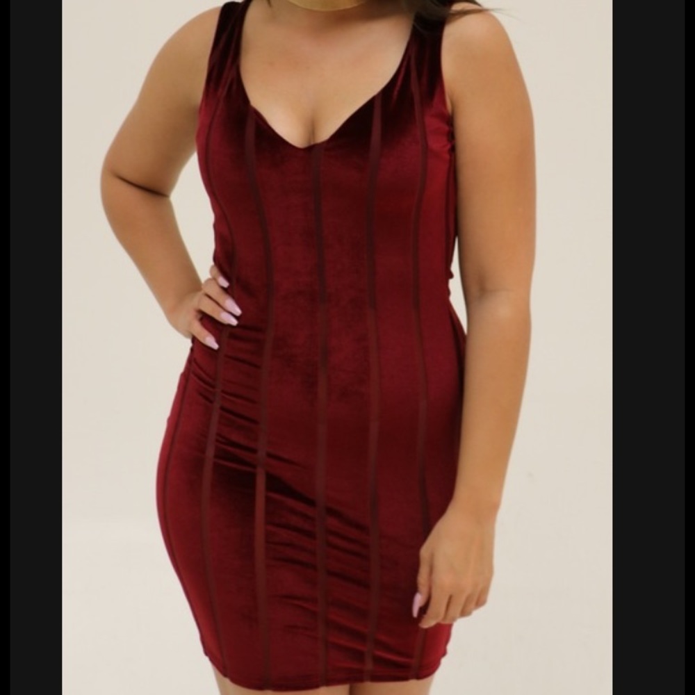 Deep Cut Velvet Bodycon Dress