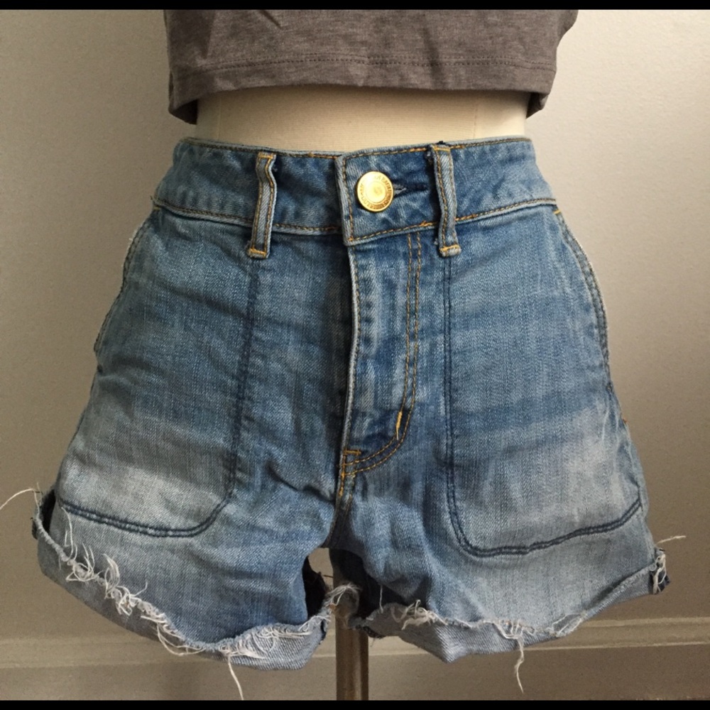 High waisted denim shorts