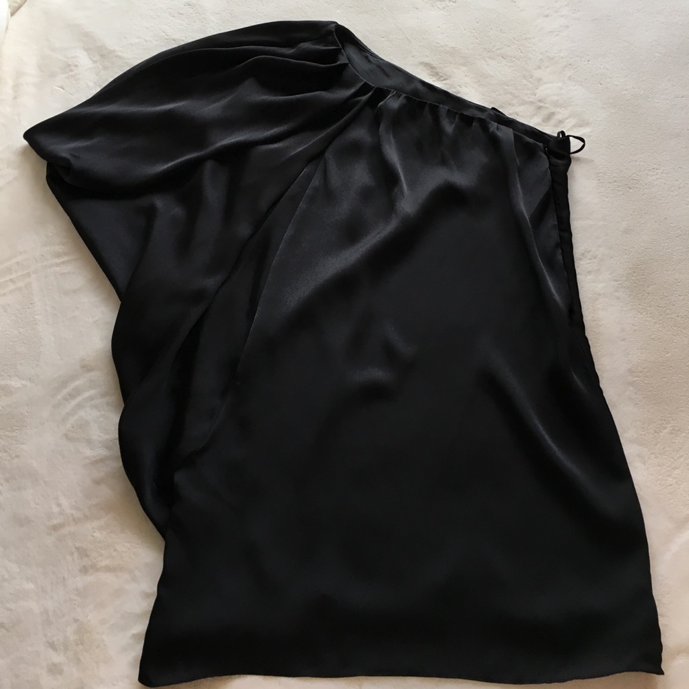 Aqua black mini dress with bubbled sleeve - size 0