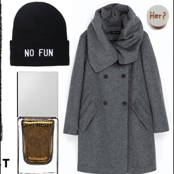 Dark Grey Wraparound Zara Coat Sz M - Picture 2 of 6