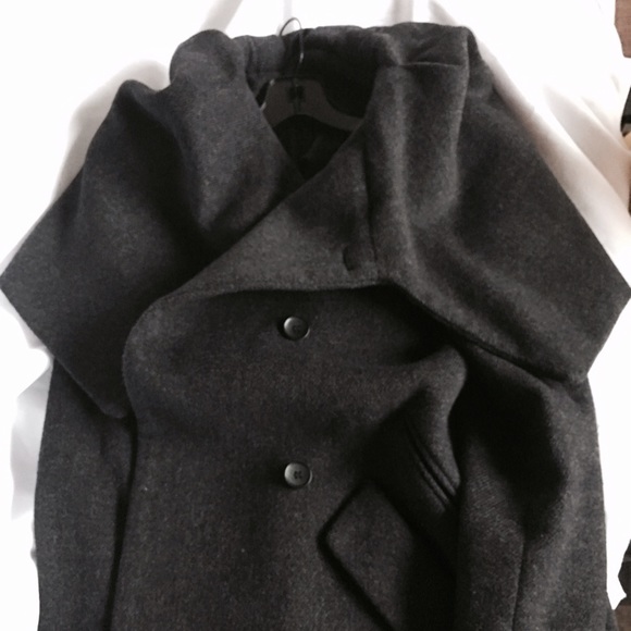 Dark Grey Wraparound Zara Coat Sz M - Picture 4 of 6