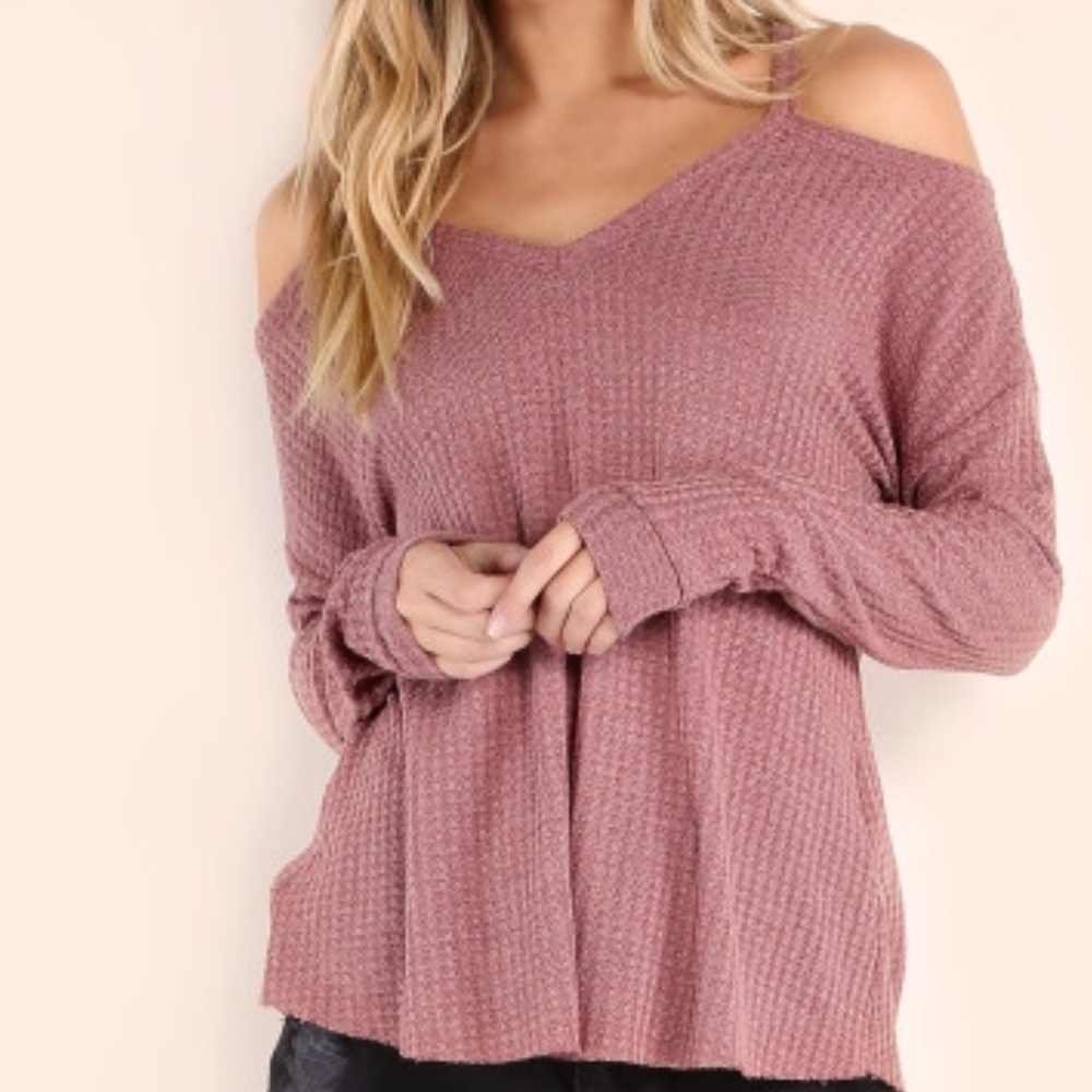 🎉HOST PICK🎉 2/21!!Mauve Cold Shoulder Sweater - Picture 2 of 3