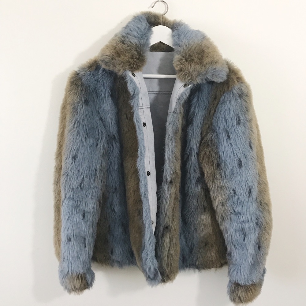 Unique Reversible Mixed Faux Fur Jacket